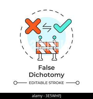 False dichotomy multi color concept icon Stock Vector