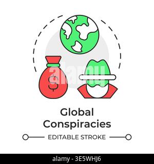 Global conspiracies multi color concept icon Stock Vector