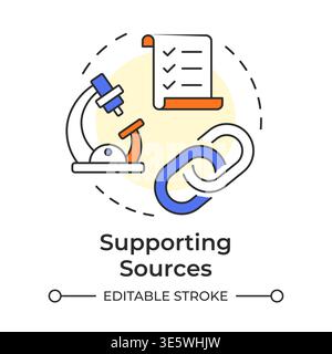 Supporting sources multi color concept icon Stock Vector