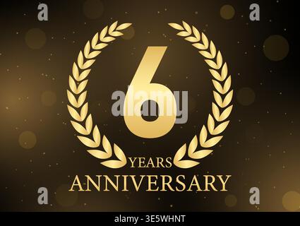 6 Years or Six Years Anniversary Logo. Anniversary Celebration Logo for Wedding, Birthday Party or Celebration. Vector Illustration. Stock Vector