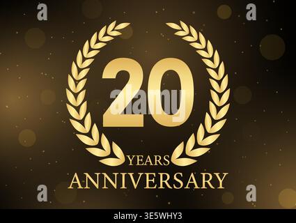 20 Years or Twenty Years Anniversary Logo. Anniversary Celebration Logo for Wedding, Birthday Party or Celebration. Vector Illustration. Stock Vector