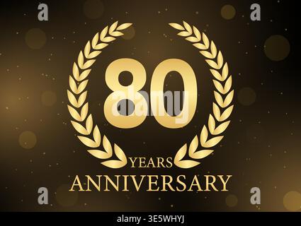 80 Years or Eighty Years Anniversary Logo. Anniversary Celebration Logo for Wedding, Birthday Party or Celebration. Vector Illustration. Stock Vector