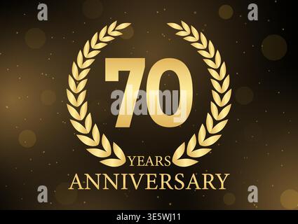 70 Years or Seventy Years Anniversary Logo. Anniversary Celebration Logo for Wedding, Birthday Party or Celebration. Vector Illustration. Stock Vector