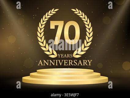 70 Years or Seventy Years Anniversary Logo. Anniversary Celebration Logo for Wedding, Birthday Party or Celebration. Vector Illustration. Stock Vector