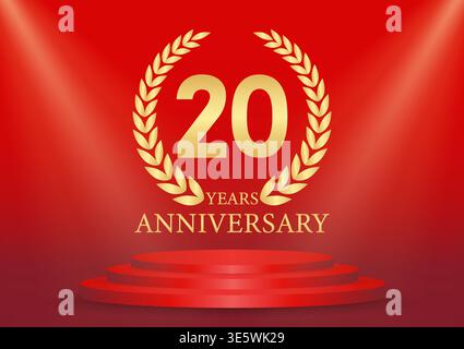 20 Years or Twenty Years Anniversary Logo. Anniversary Celebration Logo for Wedding, Birthday Party or Celebration. Vector Illustration. Stock Vector