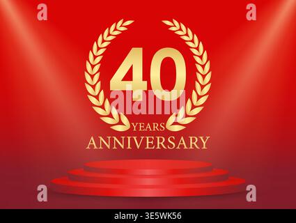 40 Years or Forty Years Anniversary Logo. Anniversary Celebration Logo for Wedding, Birthday Party or Celebration. Vector Illustration. Stock Vector
