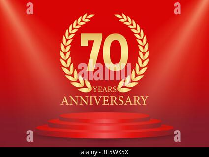 70 Years or Seventy Years Anniversary Logo. Anniversary Celebration Logo for Wedding, Birthday Party or Celebration. Vector Illustration. Stock Vector