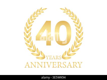 40 Years or Forty Years Anniversary Logo. Anniversary Celebration Logo for Wedding, Birthday Party or Celebration. Vector Illustration. Stock Vector