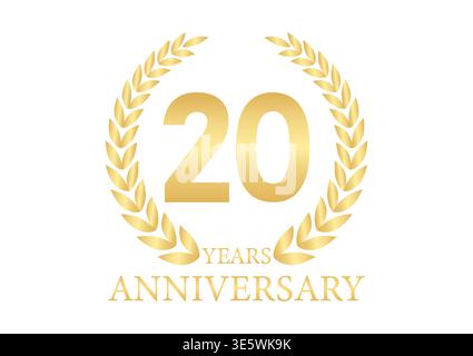 20 Years or Twenty Years Anniversary Logo. Anniversary Celebration Logo for Wedding, Birthday Party or Celebration. Vector Illustration. Stock Vector