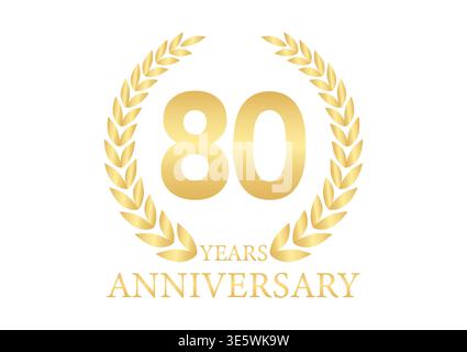 80 Years or Eighty Years Anniversary Logo. Anniversary Celebration Logo for Wedding, Birthday Party or Celebration. Vector Illustration. Stock Vector