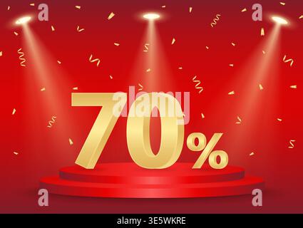 70% or 70 Percent Off Sale Discount. 70% for Banner, Poster or Advertising. Vector Illustration. Stock Vector
