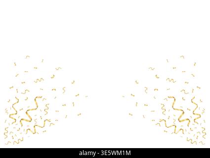 Golden Confetti Background. Falling Confetti for Party, Birthday, Celebration or Anniversary. Vector Illustration on White Background. Stock Vector