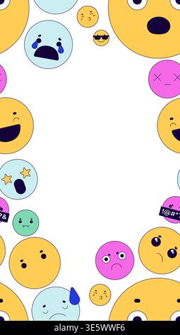 Cute emojis vertical frame copy-space Stock Vector