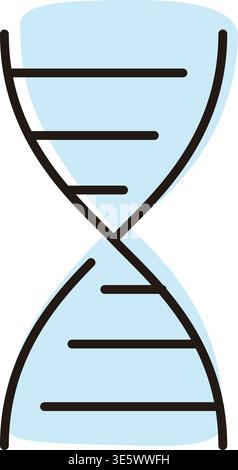 A DNA double helix is represented in a basic style with clear lines. This design focuses on the shape of DNA, making it easy to understand genetic con Stock Vector