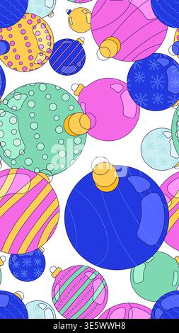 Christmas ornaments vertical seamless pattern illustration Stock Vector
