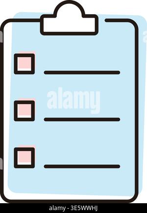 A clipboard with a checklist is shown. The checklist has empty boxes and lines indicating items to be completed. This is useful for daily task managem Stock Vector