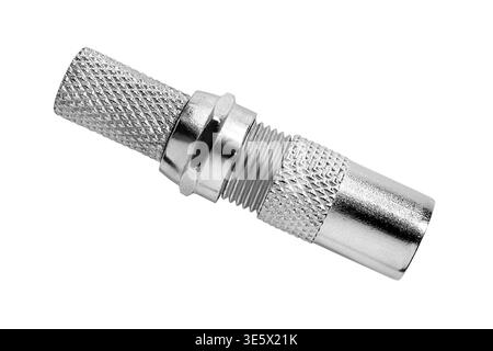 TV antenna connector plug isolated on white background Stock Photo