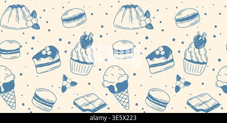 Baked goods and desserts seamless pattern Stock Vector