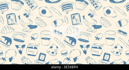 Hand drawn vintage breakfast print Stock Vector