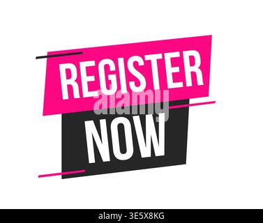 Register now poster design with bold modern typography and clear call to action, ideal for online campaigns, event promotion, app onboarding, and Stock Vector