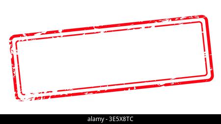 Grunge red rubber stamp frame with distressed texture and rough edges, designed as a bold vintage-style border ideal for labels, badges, office marks Stock Vector