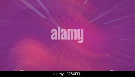 Swirling central magenta swirl sending radial streaks across digital background with halftone dots Stock Photo