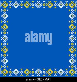 Vector illustration of Ukrainian ornament in ethnic style, identity, vyshyvanka, embroidery for print clothes, websites, banners. Background Stock Vector