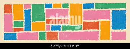 Shape rectangle frame for organic crayon text and bubble form brush. Doodle block wavy for flat textbox background and box square hand. Wave speech tag for sketch abstract border and free drawn kid. Stock Vector