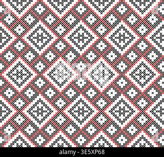 Seamless pattern of Ukrainian ornament in ethnic style, identity, vyshyvanka, embroidery for print clothes, websites, banners, poster Stock Vector