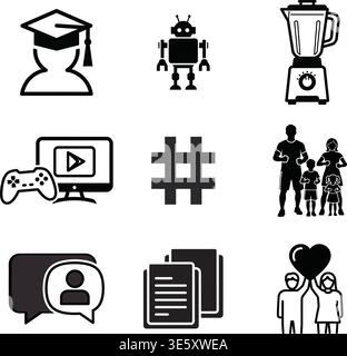 Technology and Family Icons Stock Vector