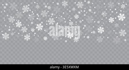 Falling snowflakes icon set collection in flat style. Christmas snowfall vector illustration on isolated background. Snow flake sign business concept. Stock Vector