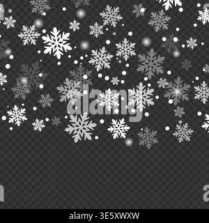 Falling snowflakes icon set collection in flat style. Christmas snowfall vector illustration on isolated background. Snow flake sign business concept. Stock Vector
