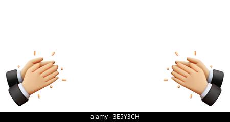 3d businessman hands clapping to show applause and praise. Reward and recognition concept with empty copy space. Dynamic gesture for professional succ Stock Vector