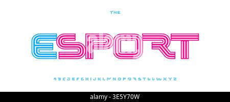 Esport Line Font Logo Alphabet Vector English Letters Set Modern Typography, Creative Typographic Design for Title Text, Typo Poster Headline, Type Stock Vector