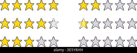 Pixel Star Rating Icons Zero To Five Stock Vector