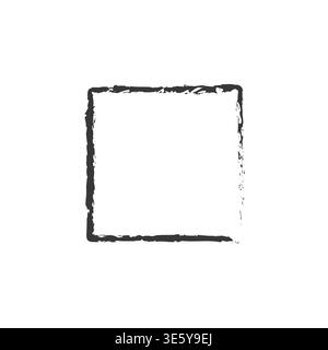 Black square frame. Distressed grunge border. Rough Vector shape. Abstract brush stroke Stock Vector