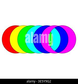 Rainbow circle set. Colorful overlapping Vector. Bright round spectrum. Circular graphic shapes. Stock Vector