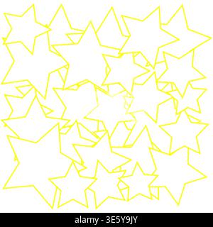 Excellent yellow stars set. Celestial star outlines Vector. Clean white background details. Beautiful shiny star composition. Stock Vector