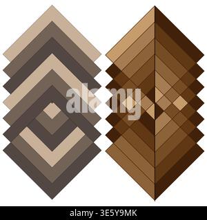 Brown rhombus set. Geometric pattern Vector. Abstract diamond collection. Symmetrical architectural textures. Stock Vector