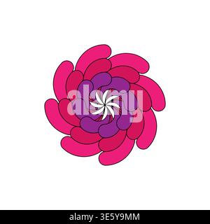 Vibrant floral swirl. Mandala spiral Vector pattern. Bright color composition. Abstract flower design. Stock Vector