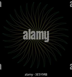 Extraordinary spiral sun. Magnificent stellar Vector. Multicolored radiance rays. Mysterious darkness background. Stock Vector