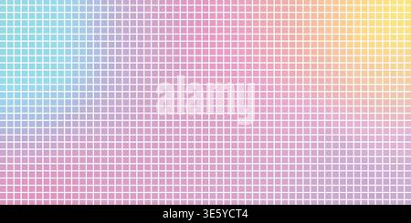 Colorful pixel mosaic gradient background made of square grid tiles. Abstract geometric digital pattern in vibrant spectrum colors. Stock Vector