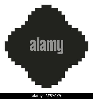 Vector retro pixel art geometric floral shape. Minimal 8-bit style frame and abstract design element isolated on background. Stock Vector