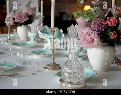 Table laid for dinner, Felbrigg Hall, Norfolk, UK Stock Photo