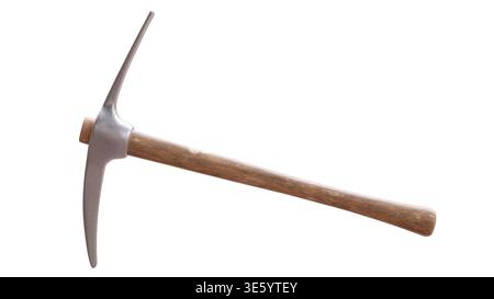 Pickaxe hand tool isolated on white, 3d illustration Stock Photo