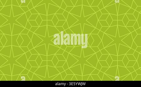Green islamic geometric seamless pattern, background in duotone pistachio color Stock Vector