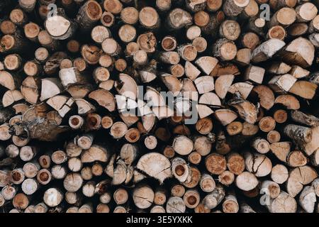 Stacked Firewood Logs Background Natural Timber Texture Stock Photo