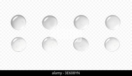Realistic gel serum drops. Clear droplets of cosmetic liquid for skincare product design Stock Vector