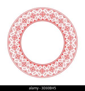 Vector illustration of round frame Ukrainian ornament in ethnic style, identity, vyshyvanka, embroidery for print clothes, websites, banners Stock Vector