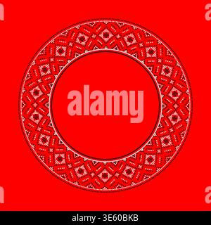 Vector illustration of round frame Ukrainian ornament in ethnic style, identity, vyshyvanka, embroidery for print clothes, websites, banners Stock Vector